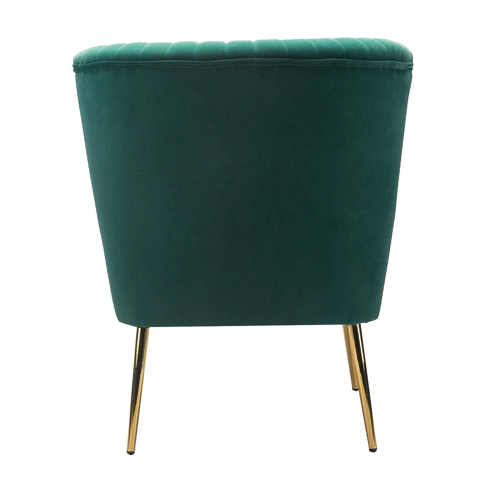 Monica Upholstered Modern Tufted Side Chair with Gold Legs Set of 2
