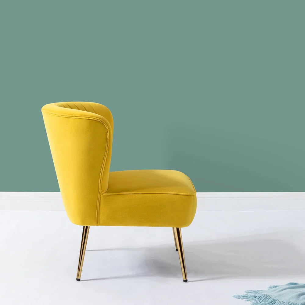 Monica Upholstered Modern Tufted Side Chair with Gold Legs Set of 2