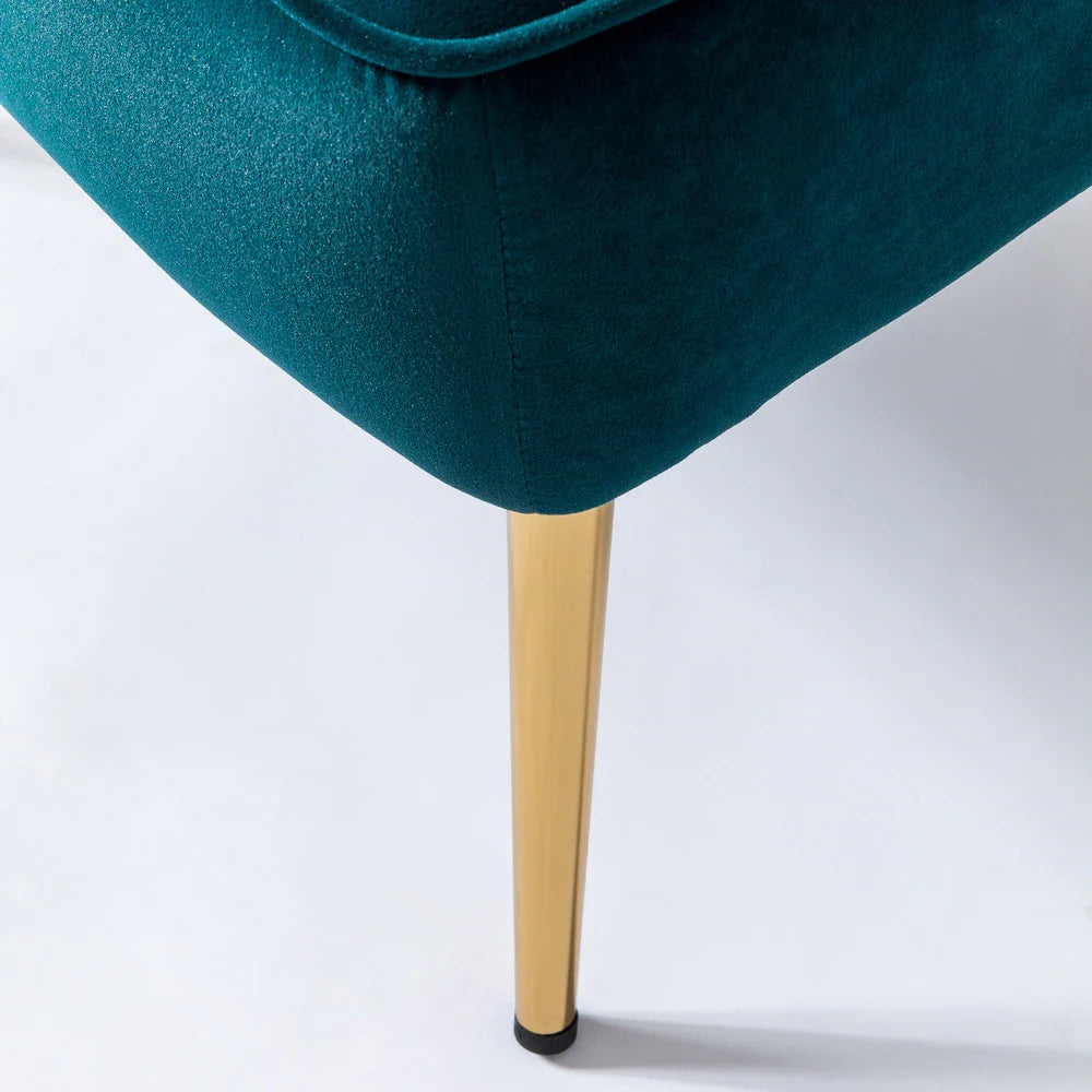 Monica Upholstered Modern Tufted Side Chair with Gold Legs Set of 2