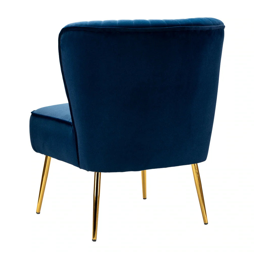 Monica Upholstered Modern Tufted Side Chair with Gold Legs Set of 2