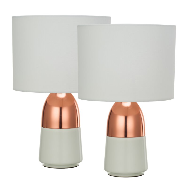 2-Tone 12 inch Table Lamp Set (Set of 2)