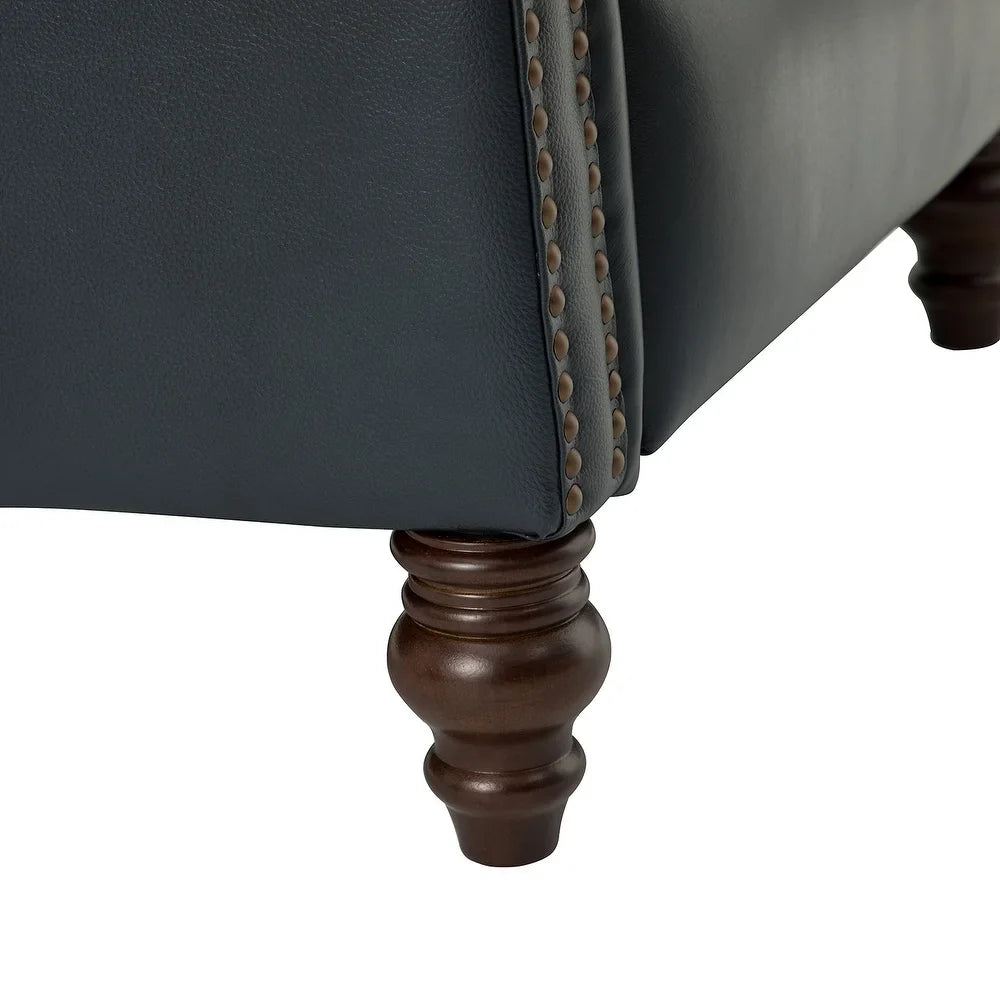 Noëmon Genuine Leather Recliner with Nailhead Trims