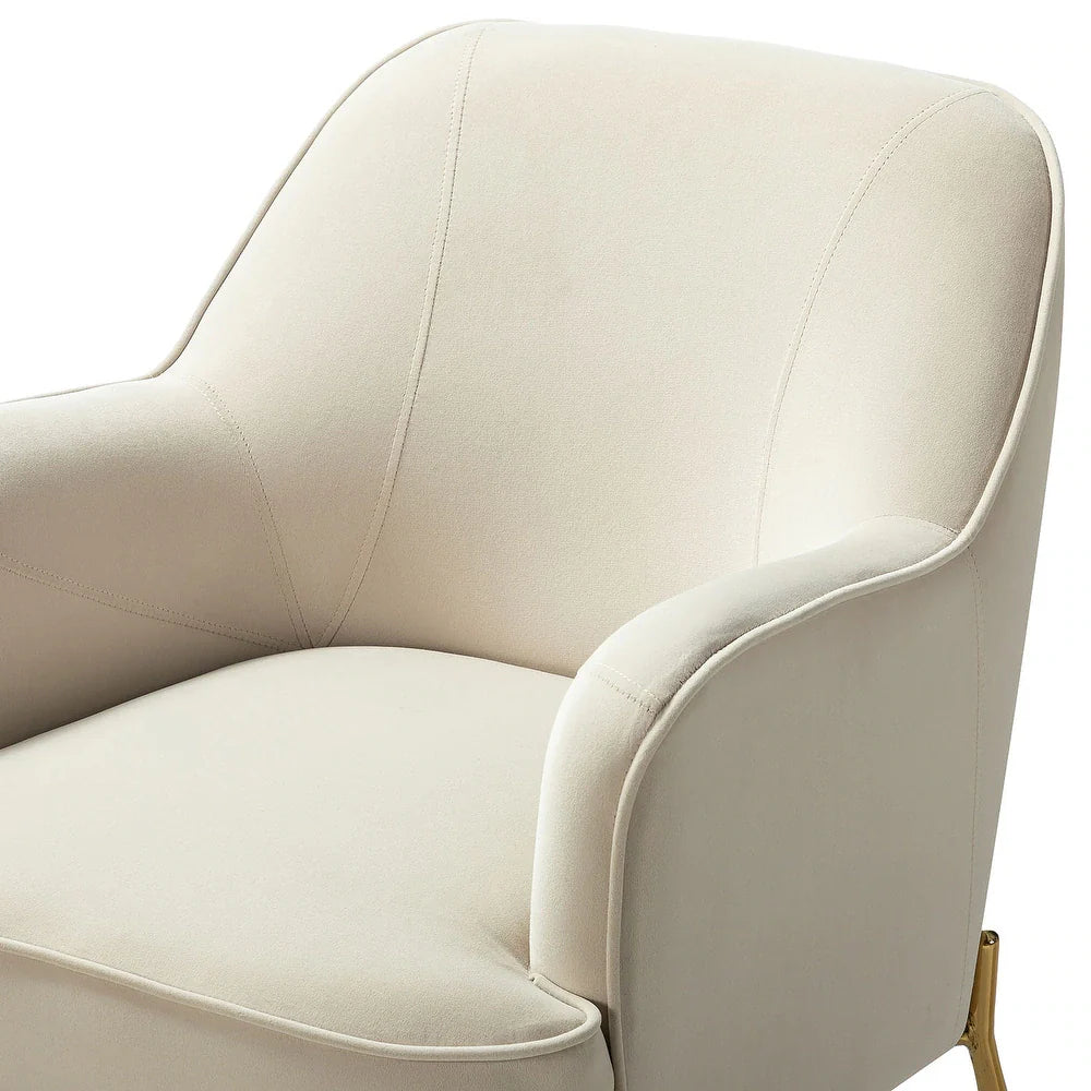 Nora Modern Velvet Accent Chair with Golden Metal Legs Set of 2