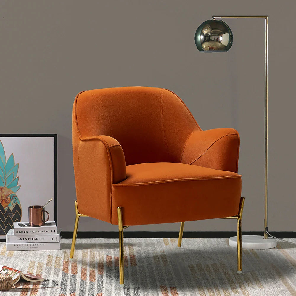 Nora Modern Accent Chair Comfy Velvet with Metal Legs
