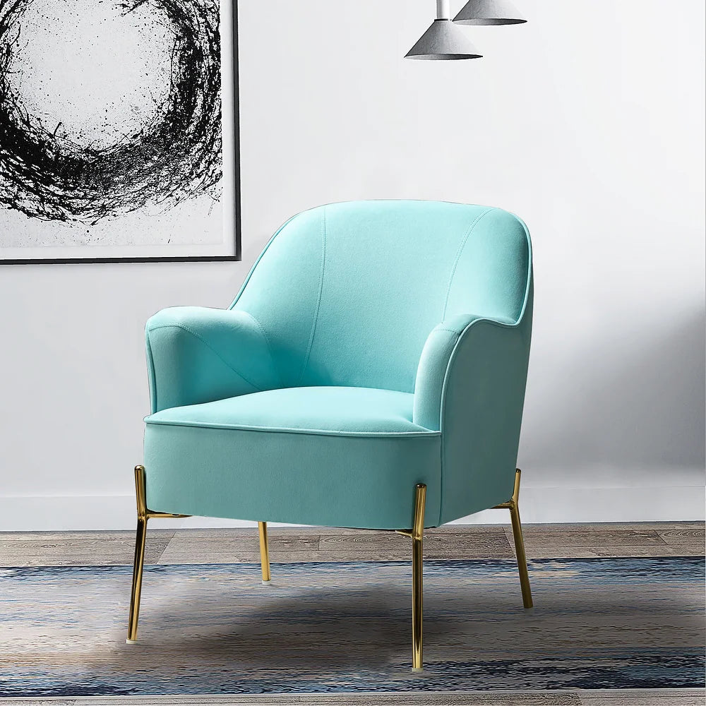 Nora Modern Accent Chair Comfy Velvet with Metal Legs
