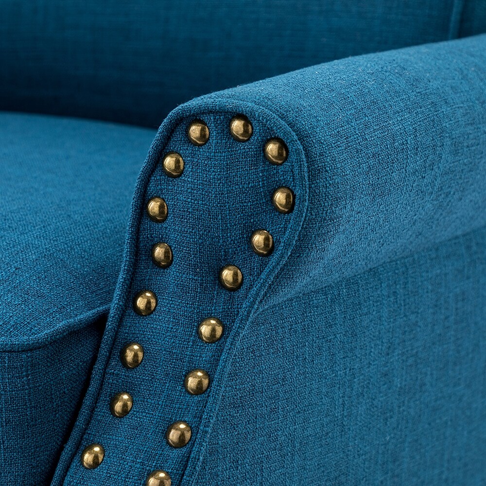 Nyctelius Upholstered Comfy Accent chair with Classic Turned Wooden Legs and Nailhead Trim