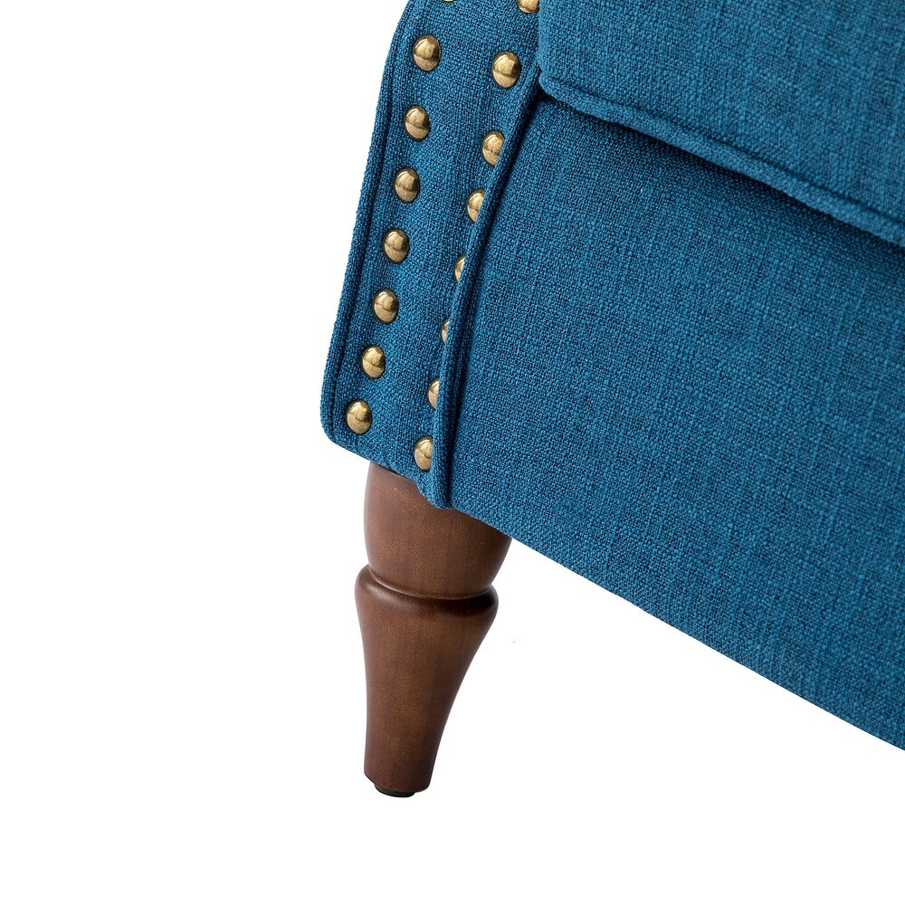 Nyctelius Upholstered Comfy Accent chair with Classic Turned Wooden Legs and Nailhead Trim