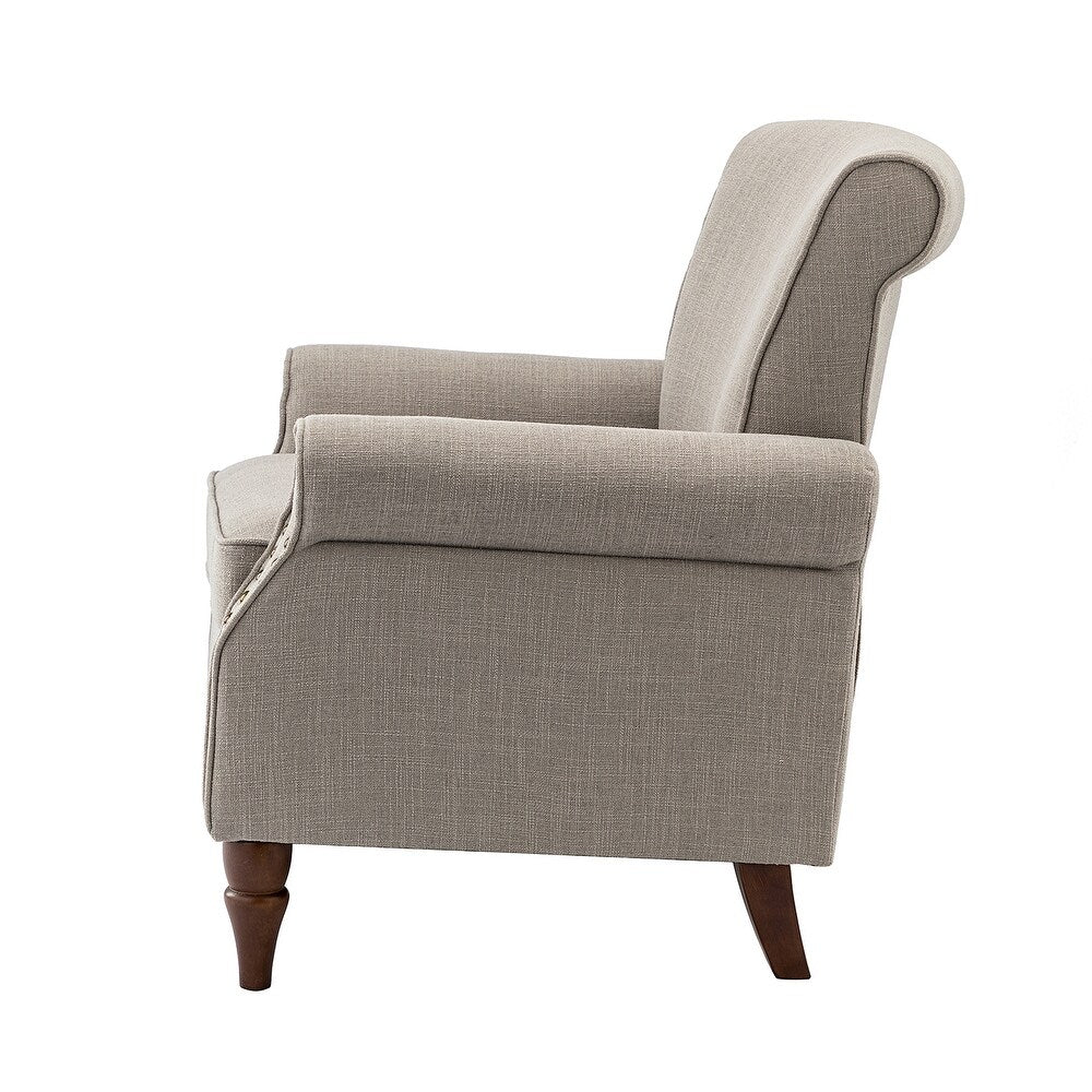 Nyctelius Upholstered Comfy Accent chair with Classic Turned Wooden Legs and Nailhead Trim