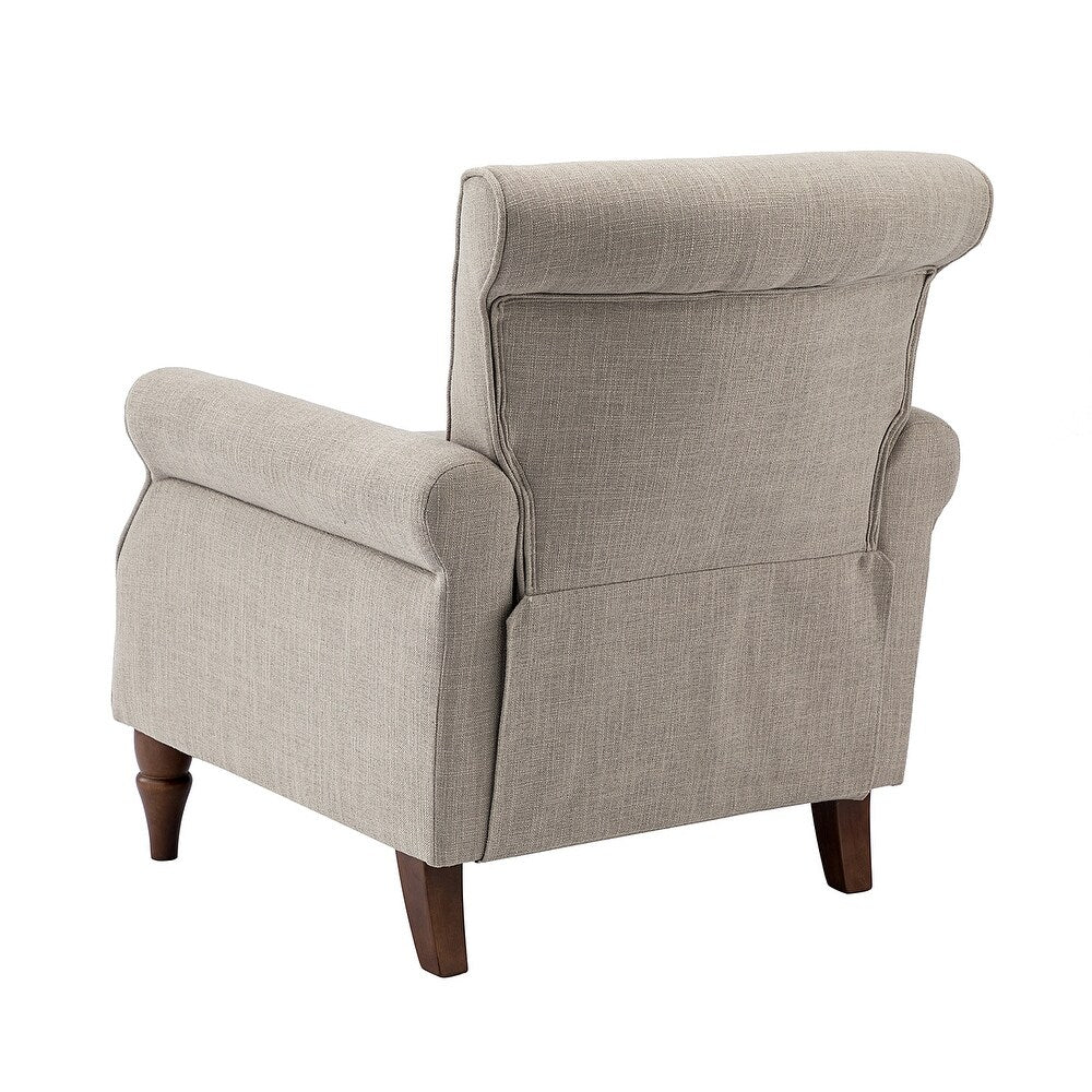 Nyctelius Upholstered Comfy Accent chair with Classic Turned Wooden Legs and Nailhead Trim