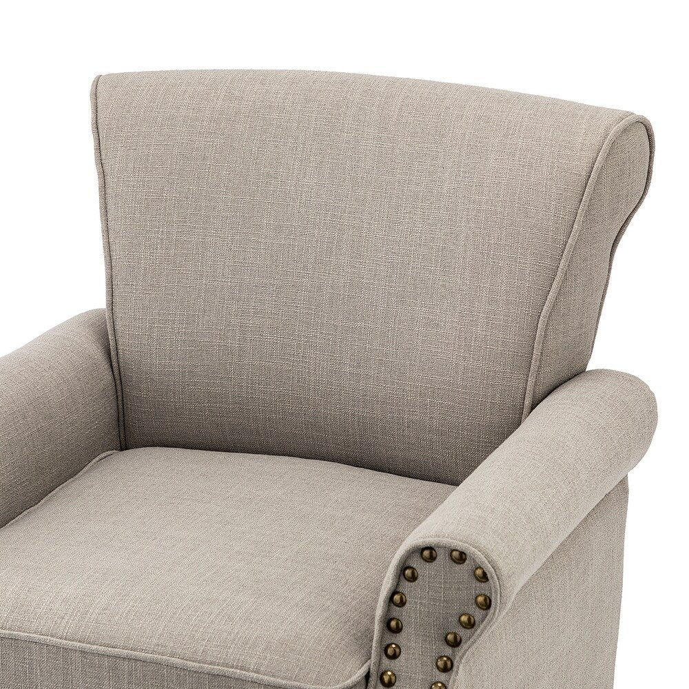 Nyctelius Upholstered Comfy Accent chair with Classic Turned Wooden Legs and Nailhead Trim
