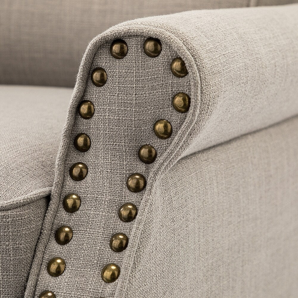 Nyctelius Upholstered Comfy Accent chair with Classic Turned Wooden Legs and Nailhead Trim