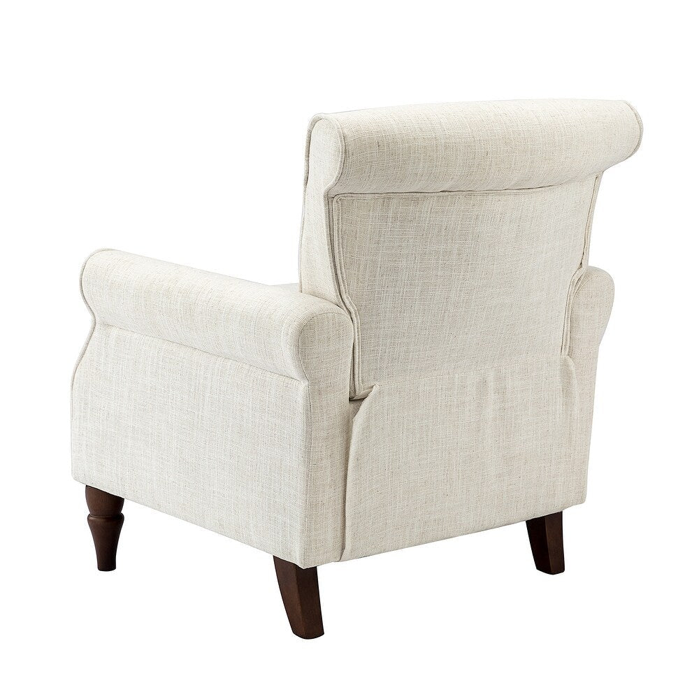 Nyctelius Upholstered Comfy Accent chair with Classic Turned Wooden Legs and Nailhead Trim