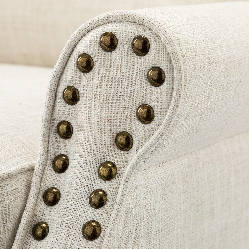 Nyctelius Upholstered Comfy Accent chair with Classic Turned Wooden Legs and Nailhead Trim
