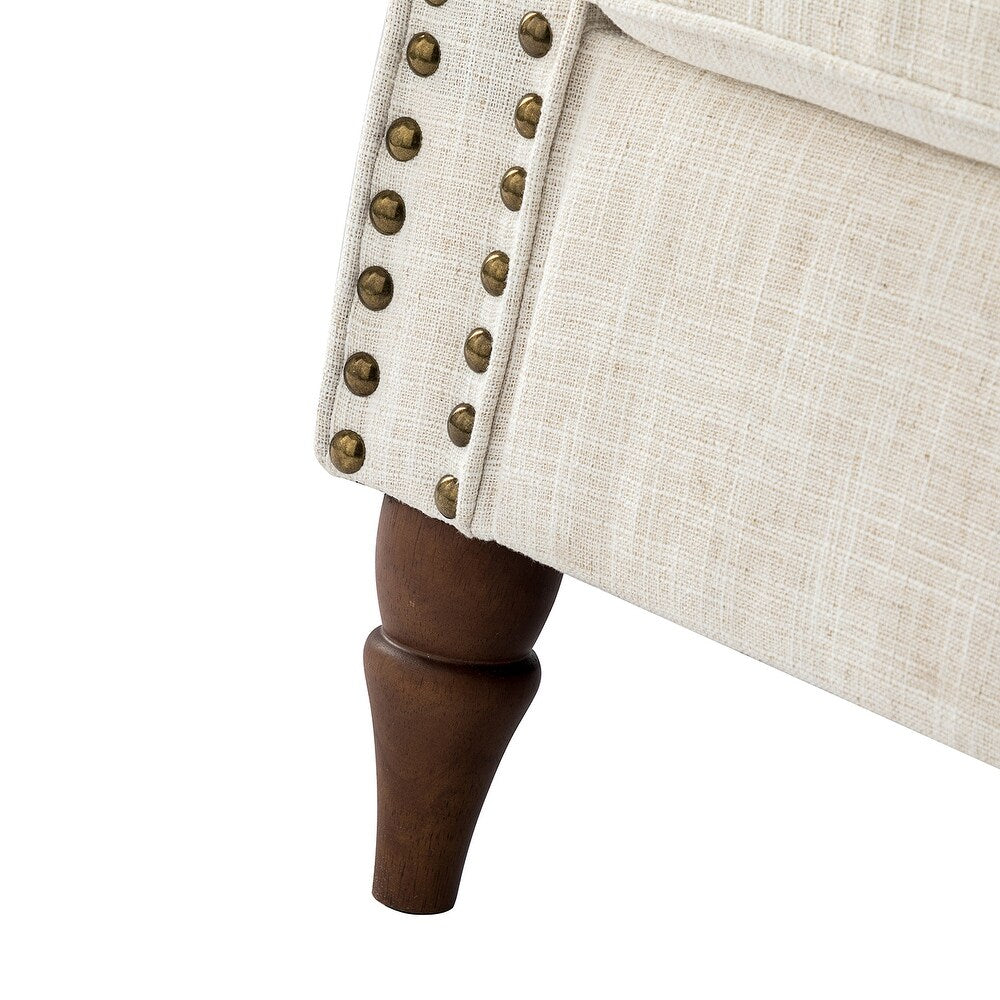 Nyctelius Upholstered Comfy Accent chair with Classic Turned Wooden Legs and Nailhead Trim