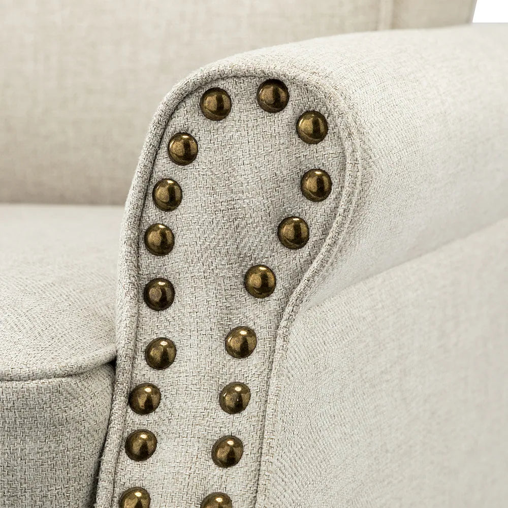 Nyctelius Upholstered Comfy Accent chair with Classic Turned Wooden Legs and Nailhead Trim
