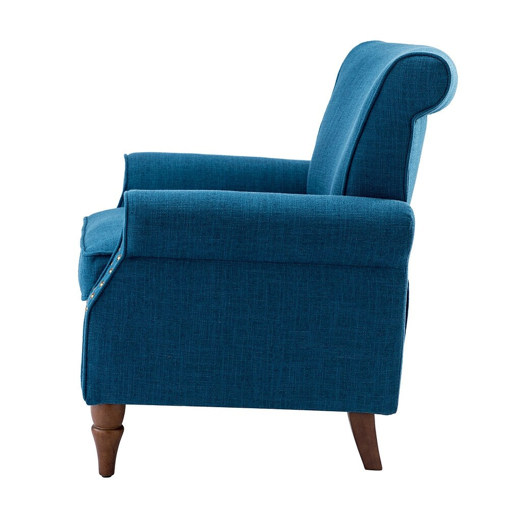 Nyctelius Upholstered Comfy Accent chair with Classic Turned Wooden Legs and Nailhead Trim