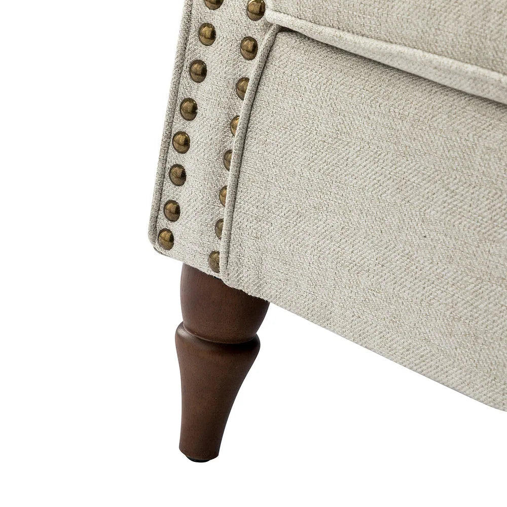 Nyctelius Upholstered Comfy Accent chair with Classic Turned Wooden Legs and Nailhead Trim