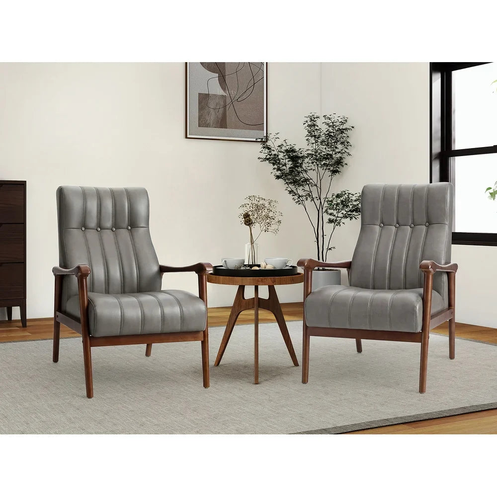 Olinto Wood Upholstery Armchair with Solid Wood Legs Set of 2