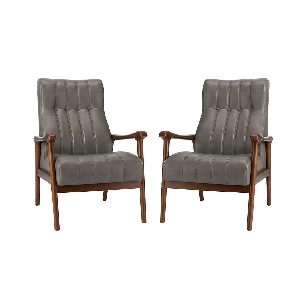 Olinto Wood Upholstery Armchair with Solid Wood Legs Set of 2