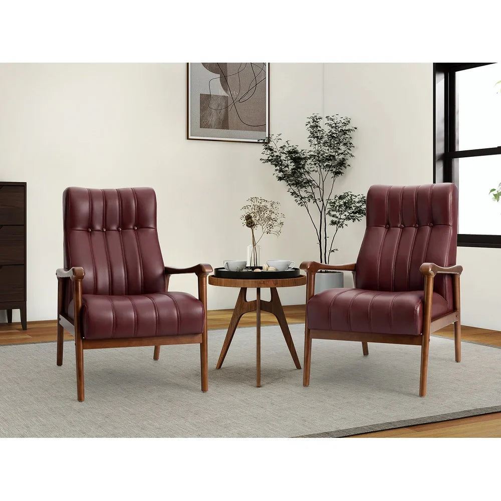 Olinto Wood Upholstery Armchair with Solid Wood Legs Set of 2