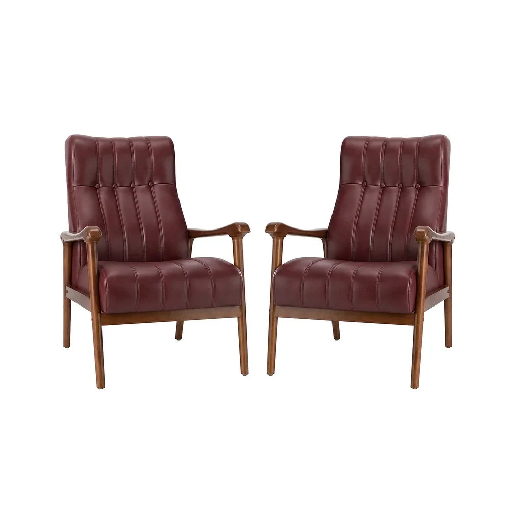 Olinto Wood Upholstery Armchair with Solid Wood Legs Set of 2
