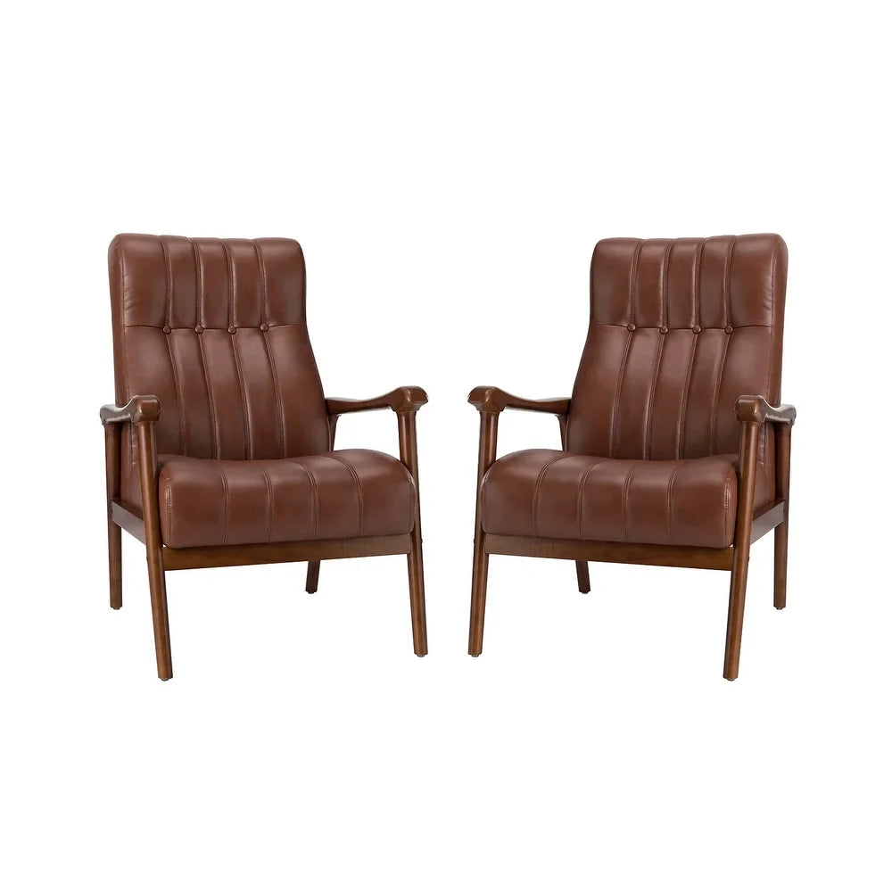 Olinto Wood Upholstery Armchair with Solid Wood Legs Set of 2