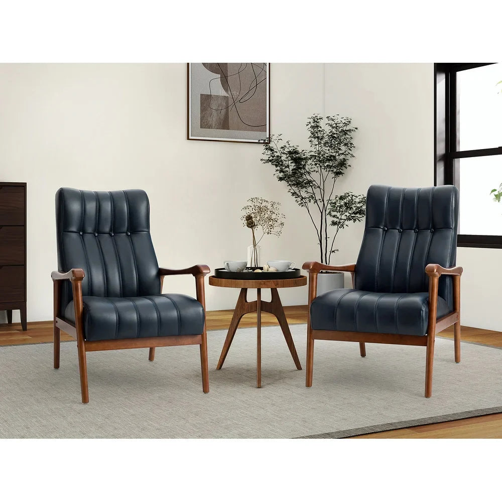 Olinto Wood Upholstery Armchair with Solid Wood Legs Set of 2