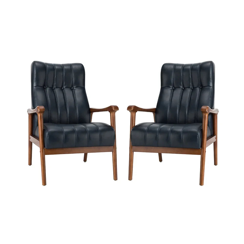 Olinto Wood Upholstery Armchair with Solid Wood Legs Set of 2