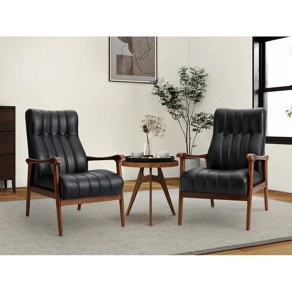 Olinto Wood Upholstery Armchair with Solid Wood Legs Set of 2