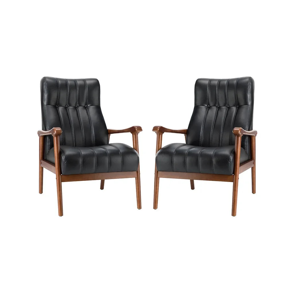 Olinto Wood Upholstery Armchair with Solid Wood Legs Set of 2