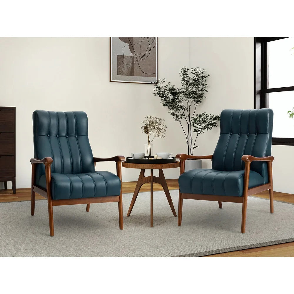 Olinto Wood Upholstery Armchair with Solid Wood Legs Set of 2