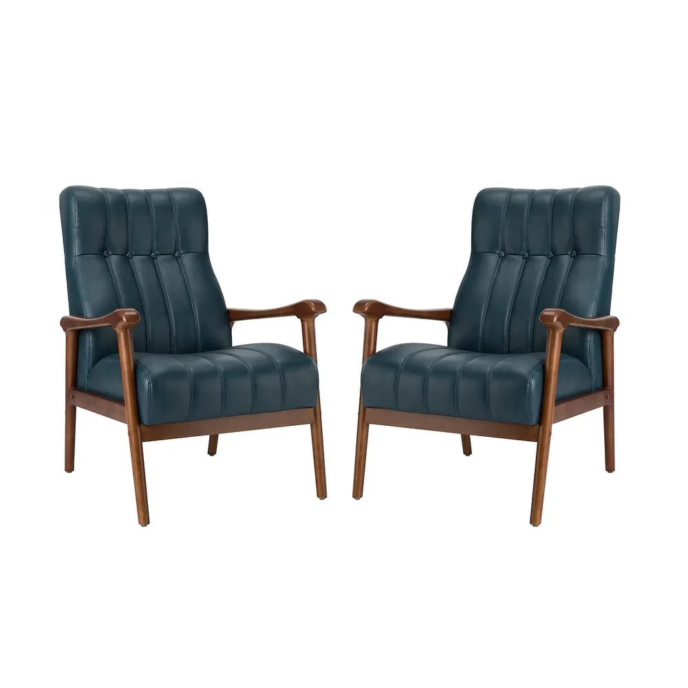 Olinto Wood Upholstery Armchair with Solid Wood Legs Set of 2