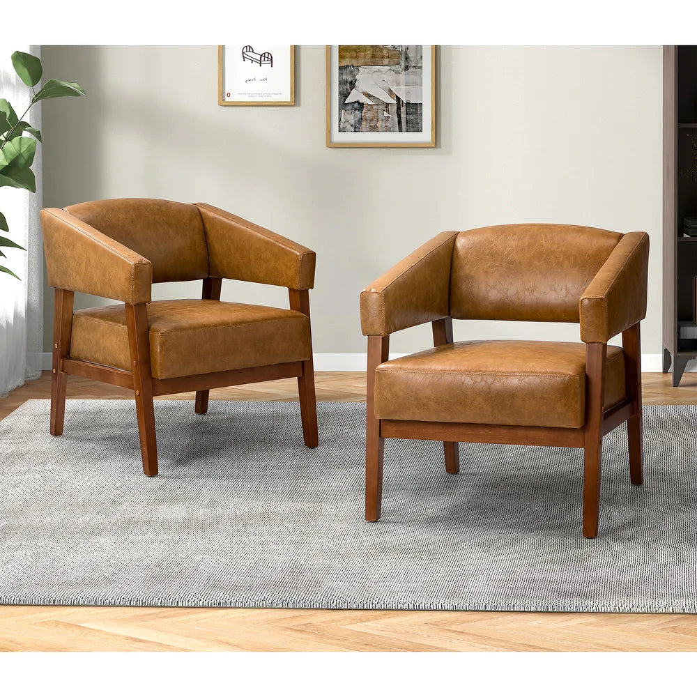 Ottfried Comfy Living Room Armchair with Solid Wood Legs Set of 2