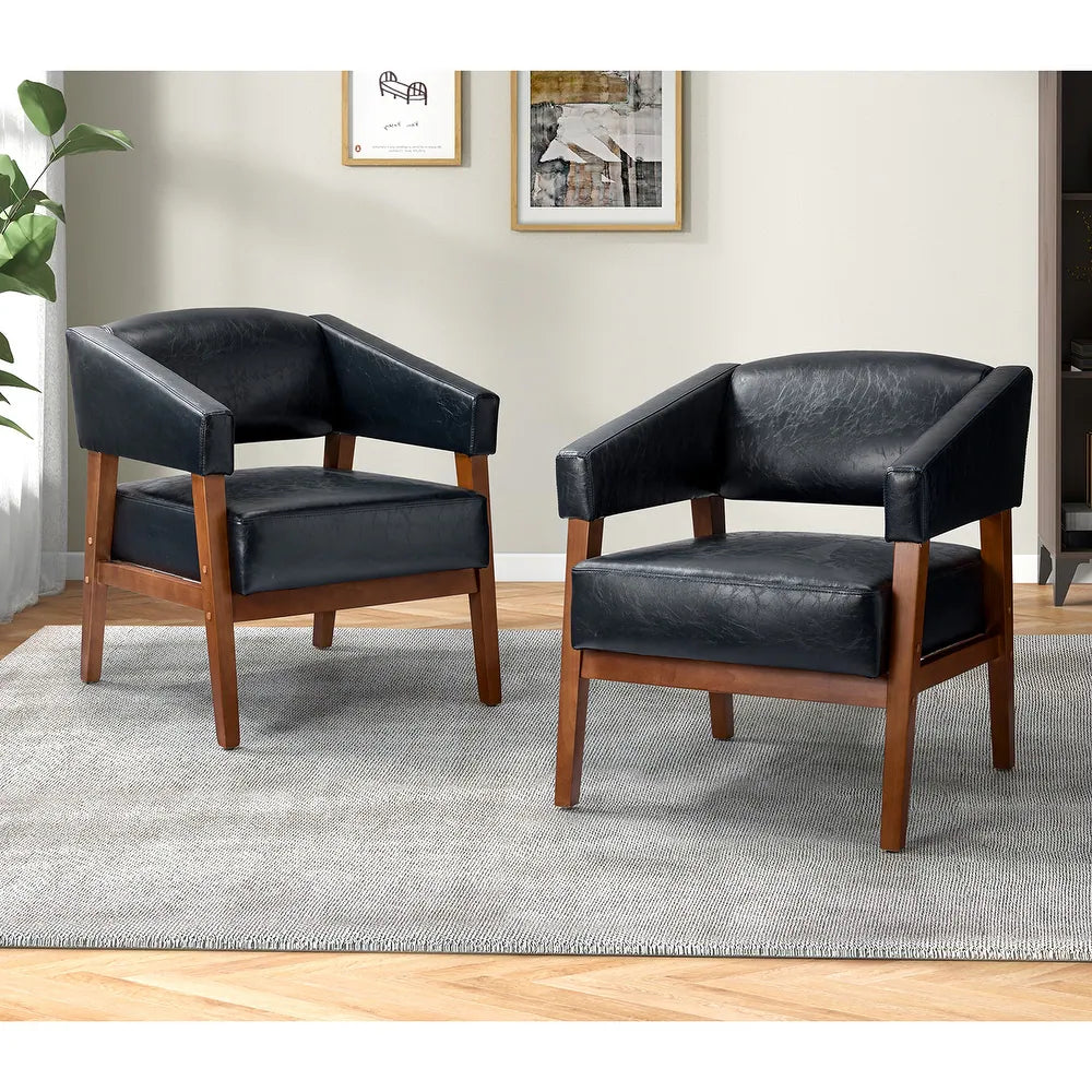 Ottfried Comfy Living Room Armchair with Solid Wood Legs Set of 2
