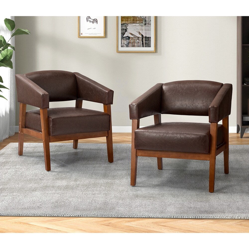Ottfried Comfy Living Room Armchair with Solid Wood Legs Set of 2