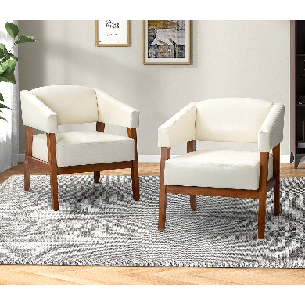 Ottfried Comfy Living Room Armchair with Solid Wood Legs Set of 2