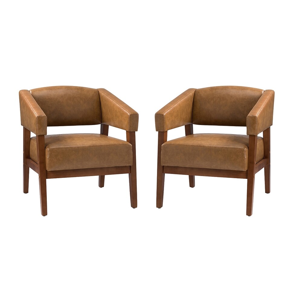 Ottfried Comfy Living Room Armchair with Solid Wood Legs Set of 2
