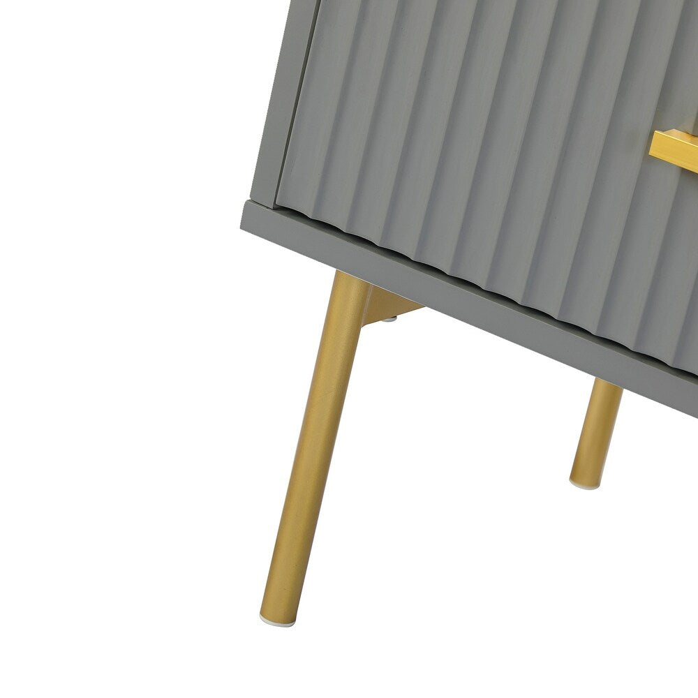 Paul Multifunctional 2-Drawer Nightstand with Metal Legs