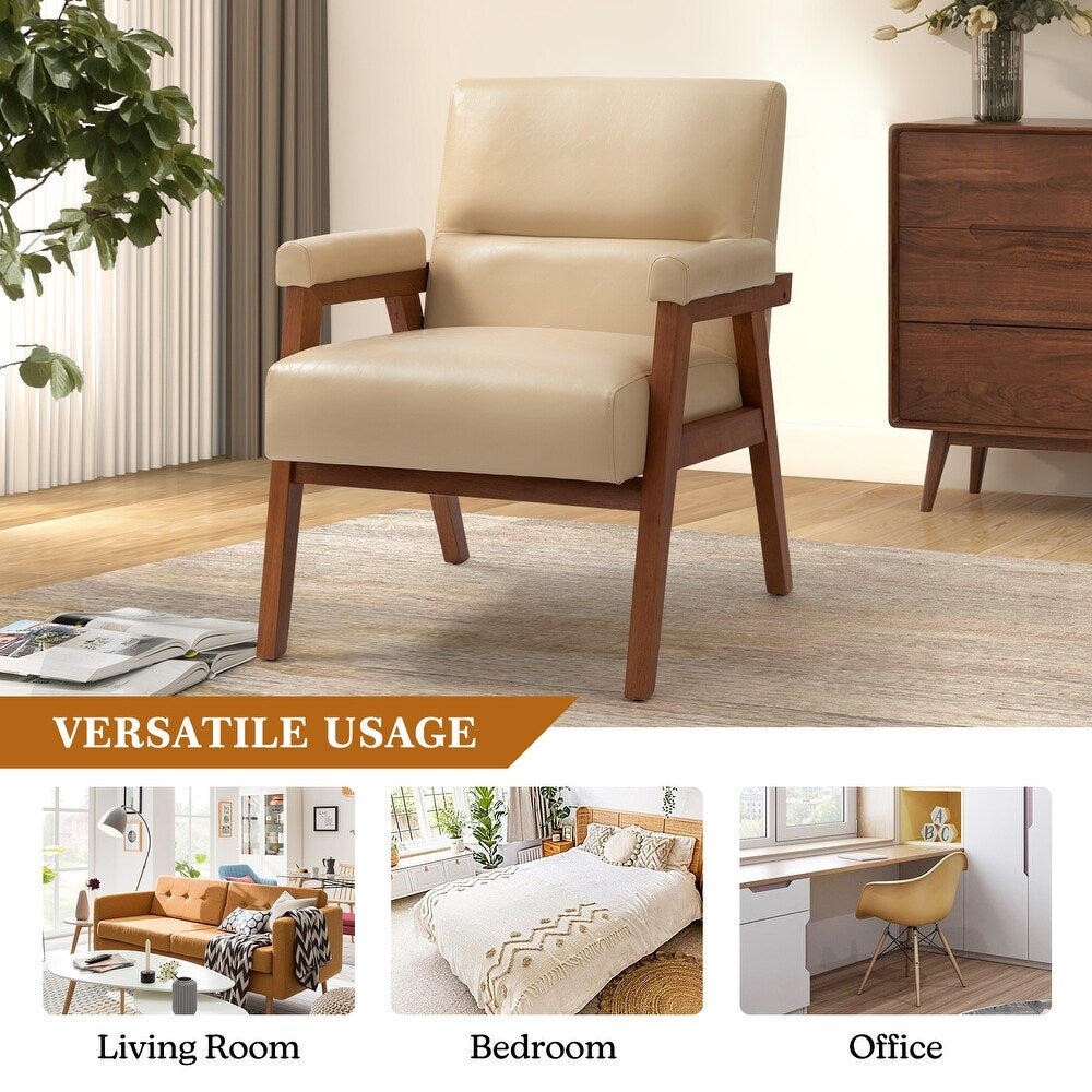 Philipp Mid-century Modern Leather Armchair with Tufted Design