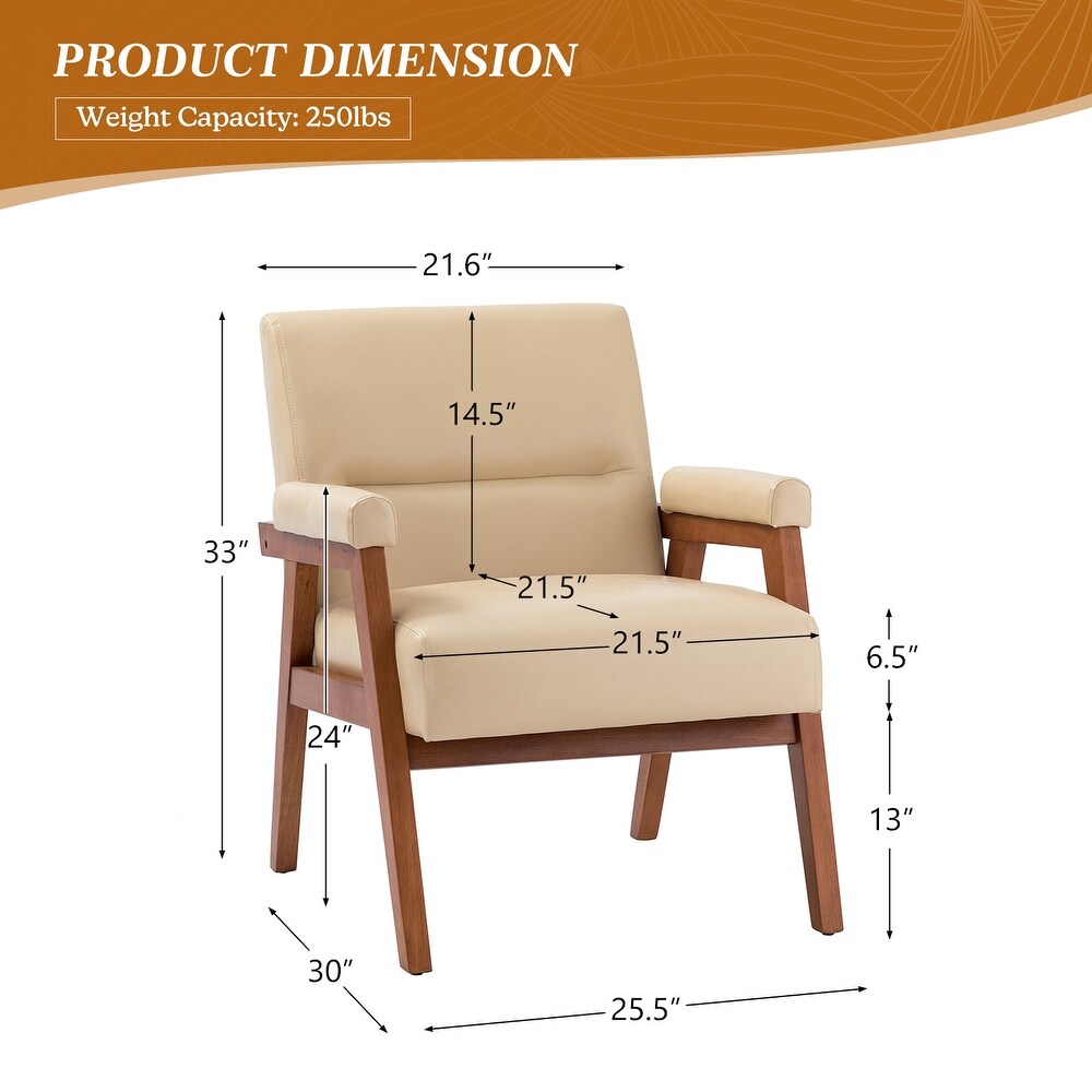Philipp Mid-century Modern Leather Armchair with Tufted Design