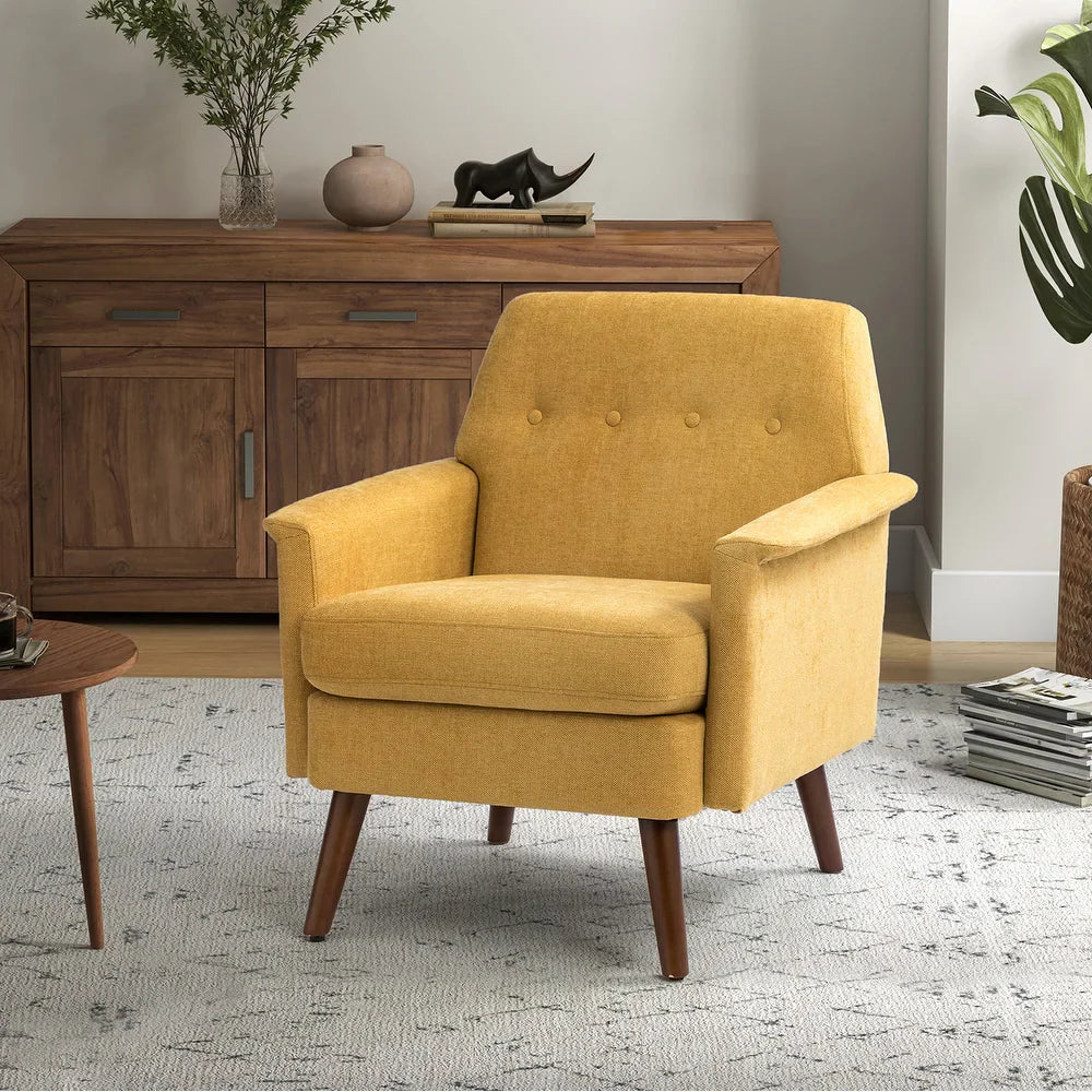 Pyrrha Wooden Upholstery Armchair with Button-tufted