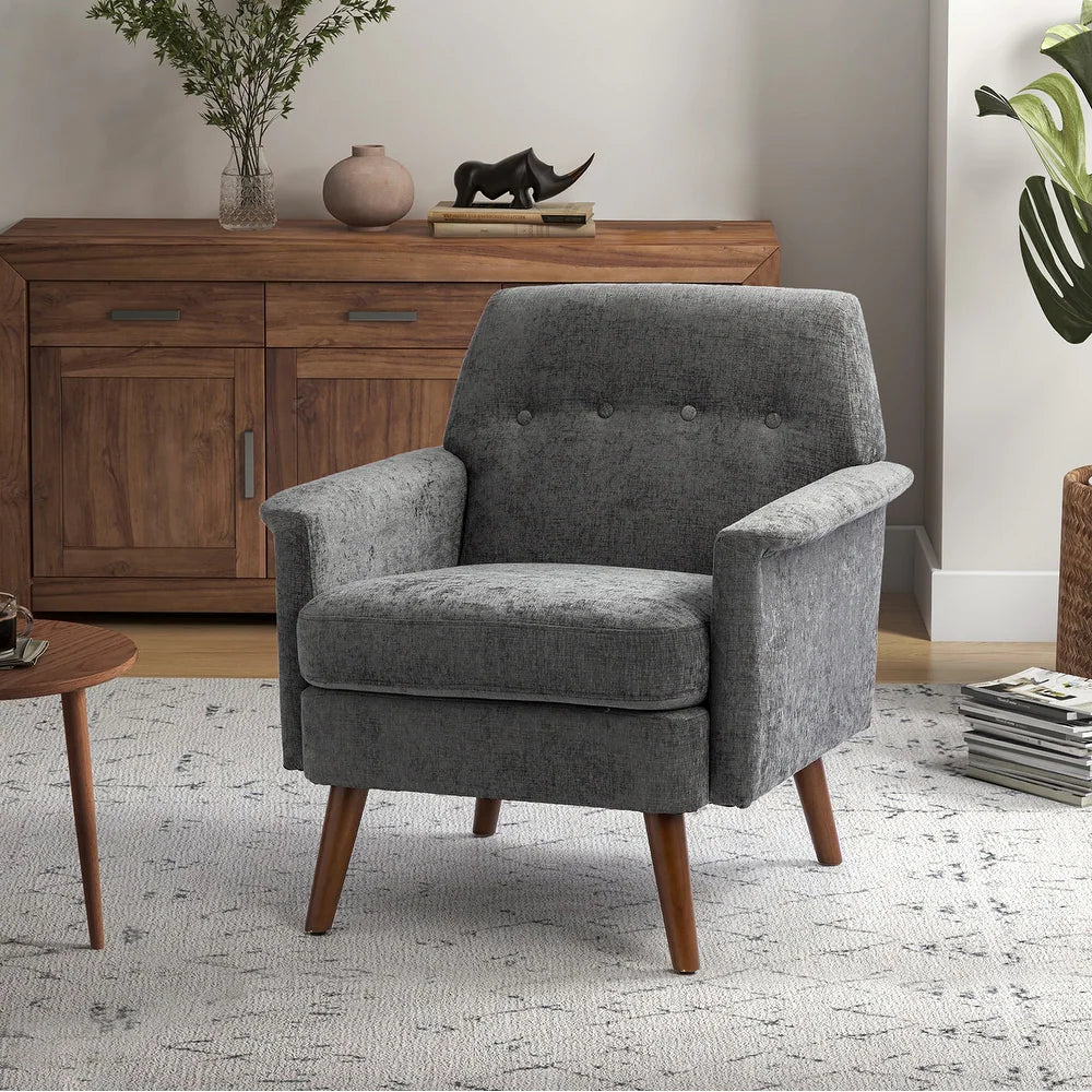 Pyrrha Wooden Upholstery Armchair with Button-tufted