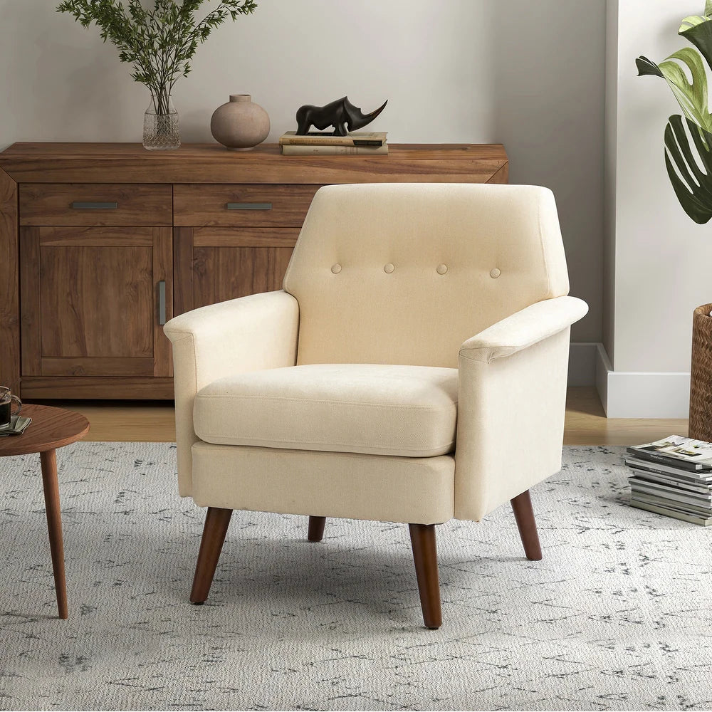 Pyrrha Wooden Upholstery Armchair with Button-tufted