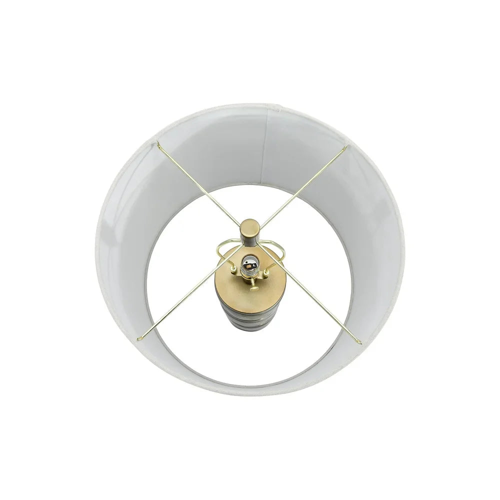 Raw Concrete Table Lamp with Imprinted Diamond Design and Metal Accents