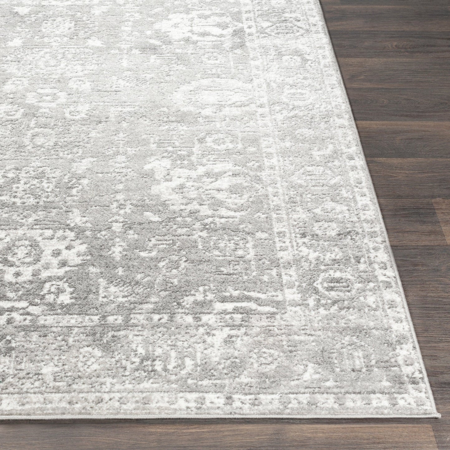Distressed Light Gray White Soft Area Rug