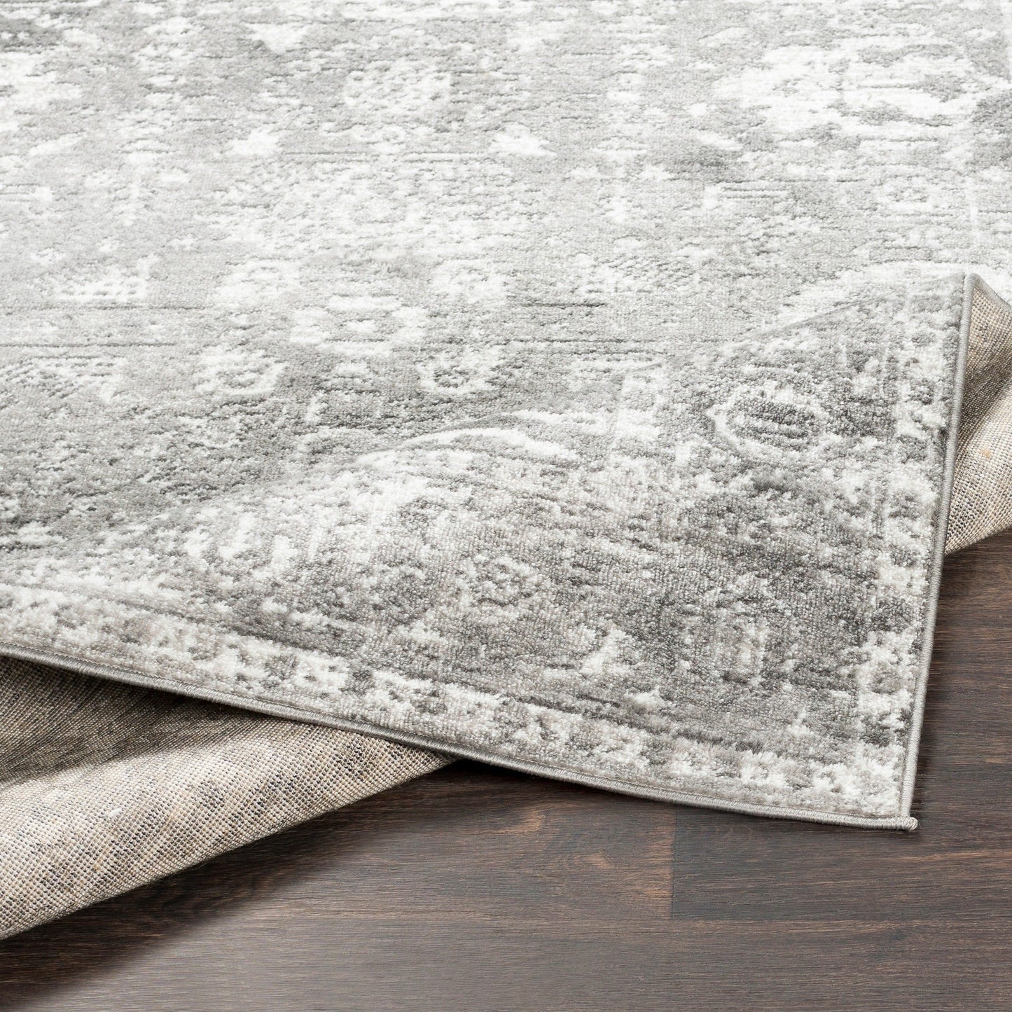 Distressed Light Gray White Soft Area Rug