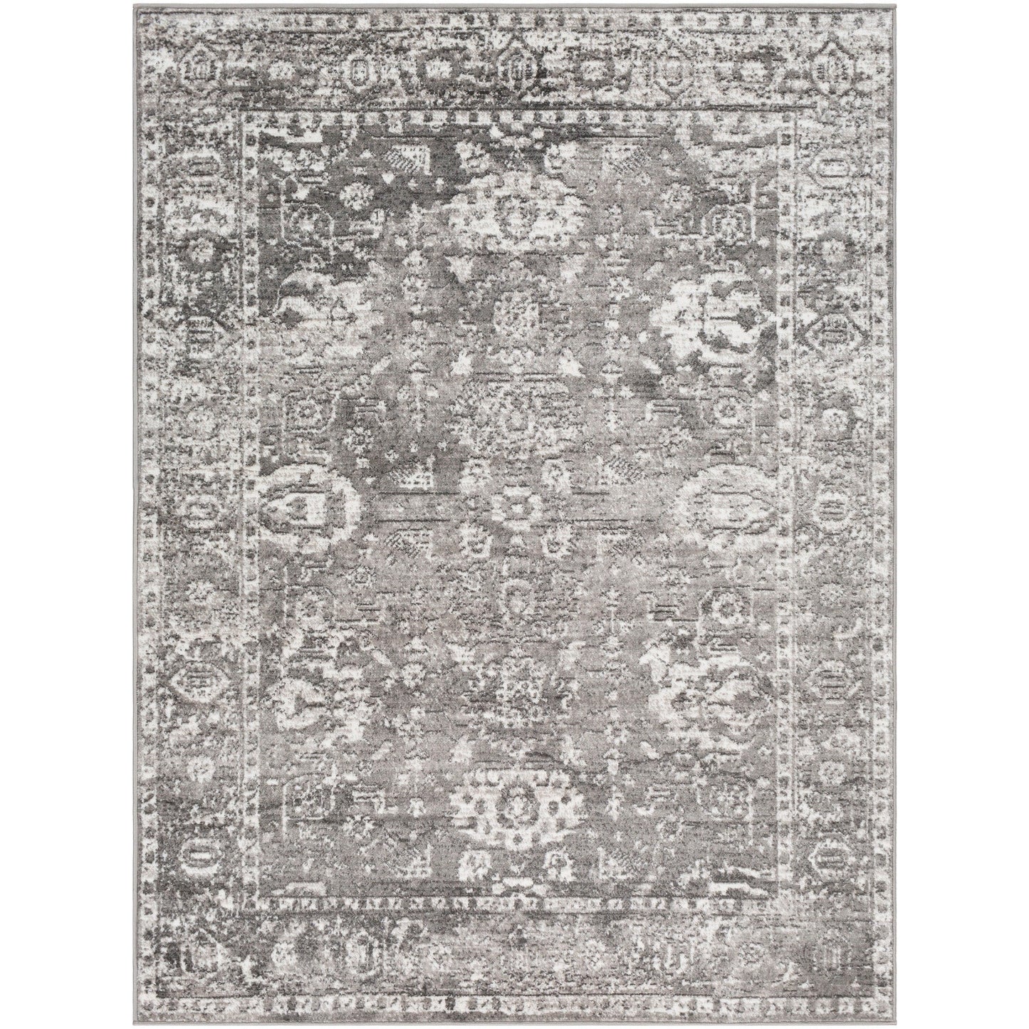 Distressed Light Gray White Soft Area Rug