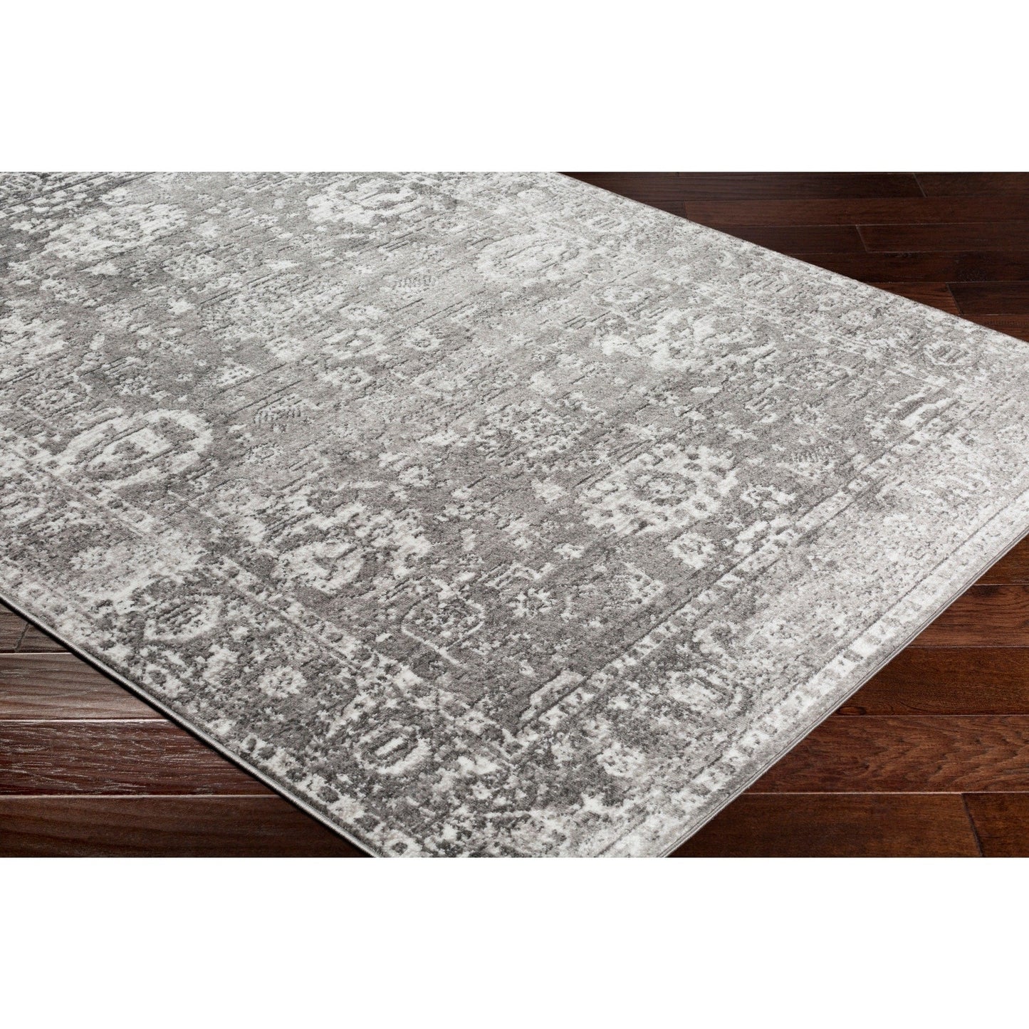 Distressed Light Gray White Soft Area Rug