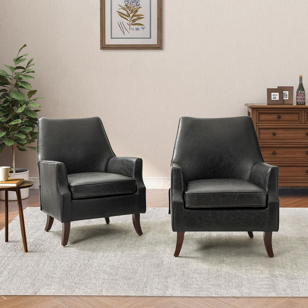 Rhesus Wooden Upholstery Armchair with Solid Wood Legs set of 2