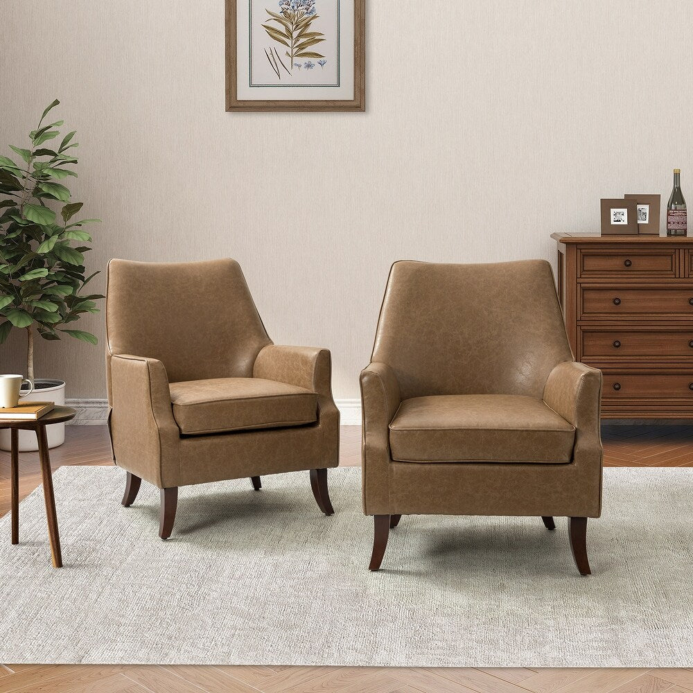 Rhesus Wooden Upholstery Armchair with Solid Wood Legs set of 2
